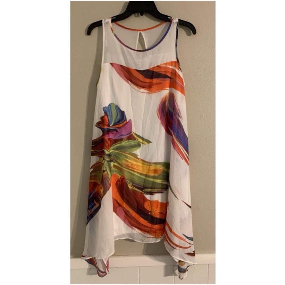 Signature by Robbie Bee paintstroke dress white 8P